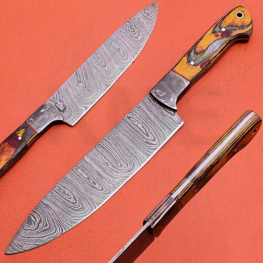 Handmade Damascus Steel Kitchen Chef Knife with Pakka Wood Handle