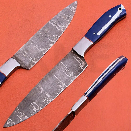 Handmade Damascus Steel Kitchen Chef Knife with Resin Art Handle | Full Tang Blade