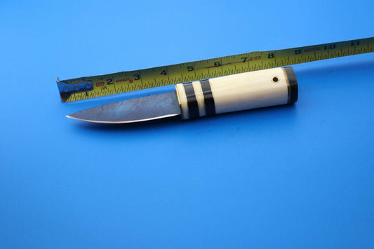 Handmade Damascus Steel Skinner Knife | Fixed Blade Hunting Knife with Leather Sheath