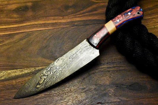 Handmade Damascus Steel Wood Hunting Chef Knife 11.4" Full Tang Custom Forged