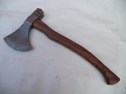 Handmade Damascus Tomahawk Hatchet Axe 18" Damascus Steel Axe with Rose Wood Handle