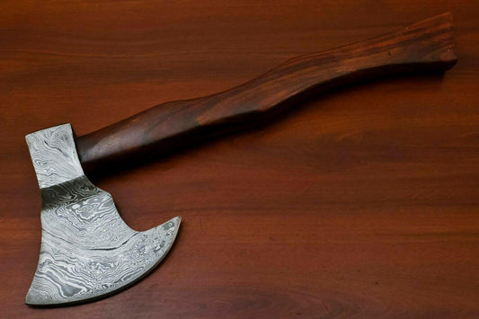 Handmade Damascus Tomahawk Hatchet Axe Integral with Leather Sheath