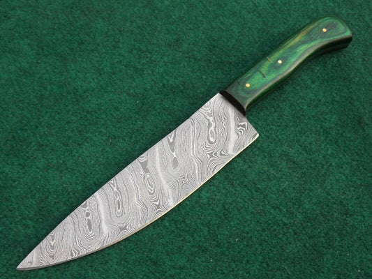 Handmade Forged Damascus Steel Kitchen Chef Knife – Wood Handle with Sheath
