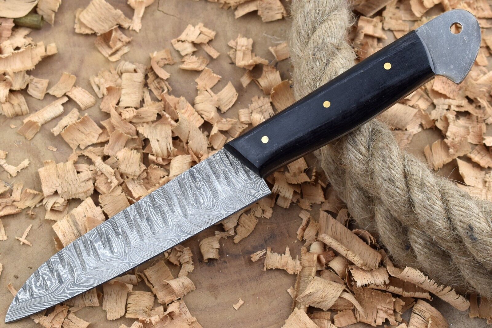  Handmade Forged Damascus Steel Kitchen Chef Knife with Black Dollar Thappa Handle