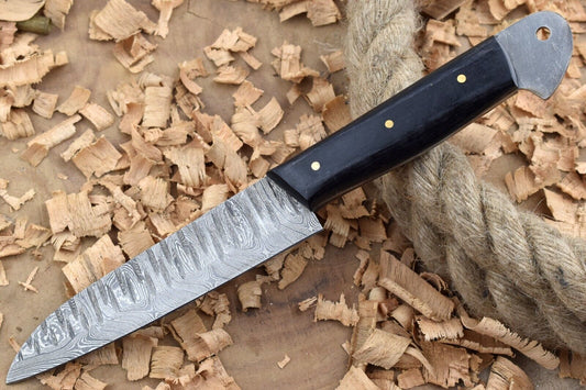  Handmade Forged Damascus Steel Kitchen Chef Knife with Black Dollar Thappa Handle