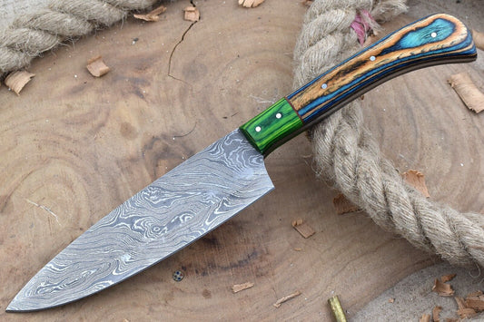 Handmade Forged Damascus Steel Kitchen Chef Knife with Multi Dollar Sheet Handle