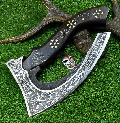 Handmade Forged Tomhawk Hatchet Axe Carbon Steel Axe for Camping with Wooden Handle