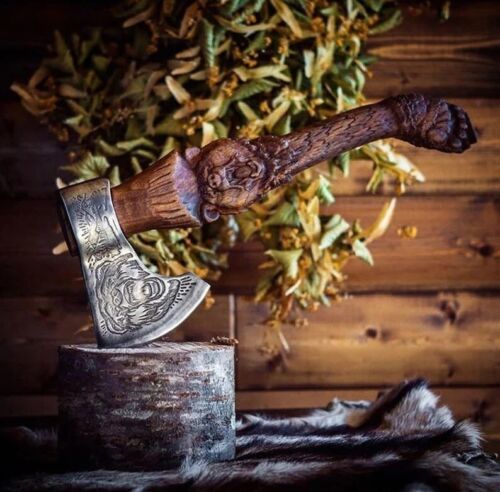 Handmade Hand-Forged Viking Axe Bearded Battle Axe with Customizable Handle