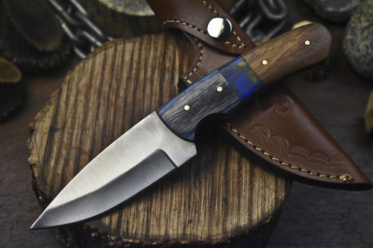 Handmade Hand Forged Skinner Knife – AUS-8 Steel Blade with Hard Wood Handle