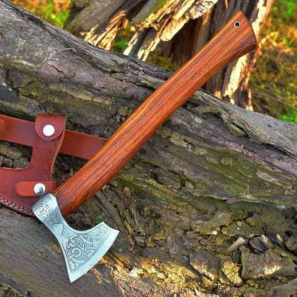 Handmade High Carbon Steel Axe Viking Tomahawk & Combat Axe with Rosewood Handle