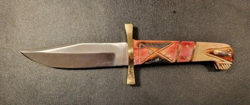Handmade Hunting Skinner Knife – AUS-8 Stainless Steel Blade with Camel Bone Handle & Sheath
