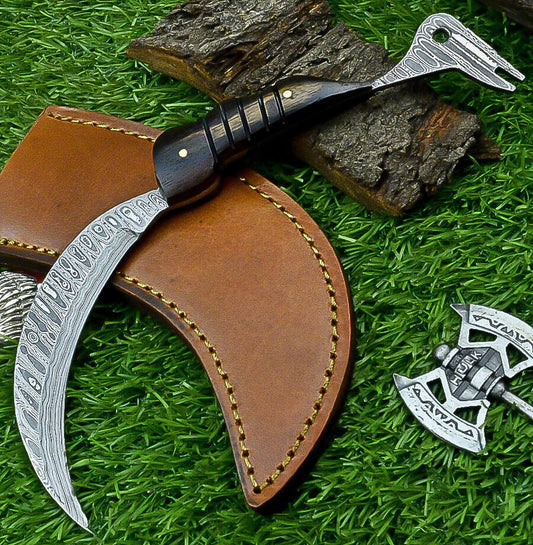 Handmade J2 Steel 8" Bowie Hunting Knife with Wooden Handle & Leather Sheath