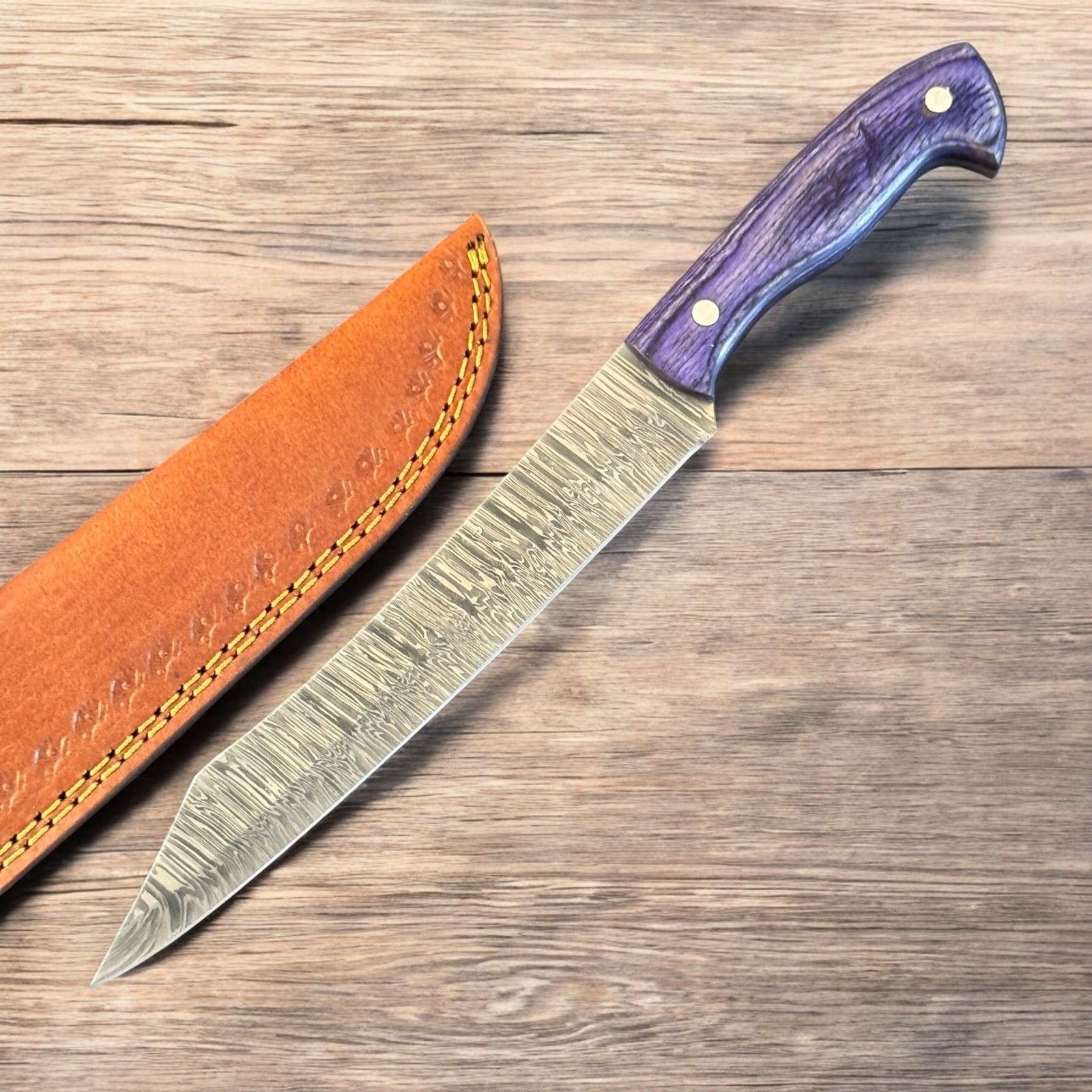 Handmade Kitchen Fillet Knife 12" Damascus Steel Fillet Knife W/Sheath