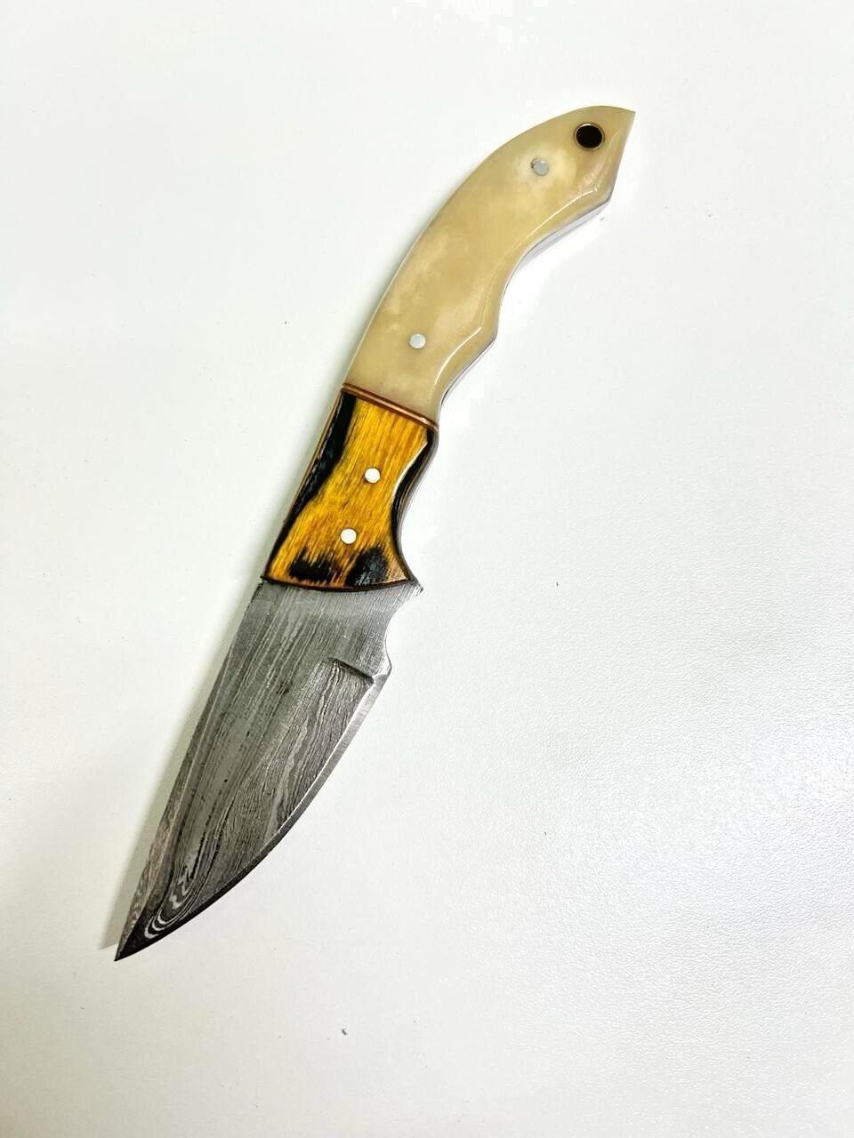Handmade Skinner Knife – 4″ Stainless Steel Blade with Bone Handle & Leather Sheath