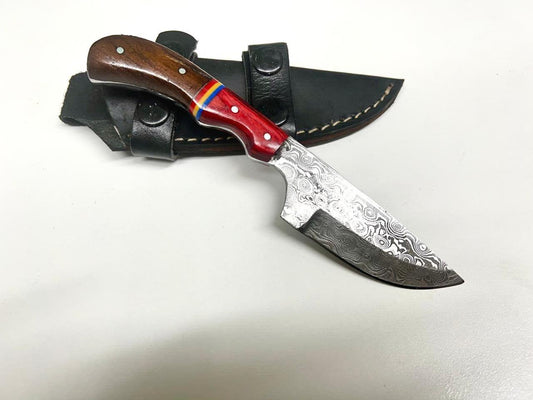 Handmade Skinner Knife – 4" Stainless Steel Blade with Wooden Handle & Sheath