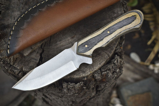 Handmade Skinner Knife | AUS-8 Steel | Hard Wood Handle | 9" Hunting & Veterans Gift