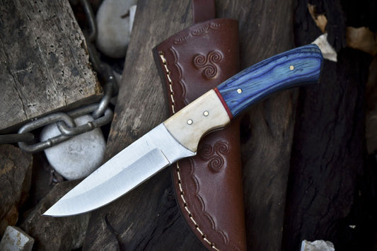 Handmade Skinner Knife AUS-8 Steel Hard Wood Handle Camping Closeout Hunting Knife