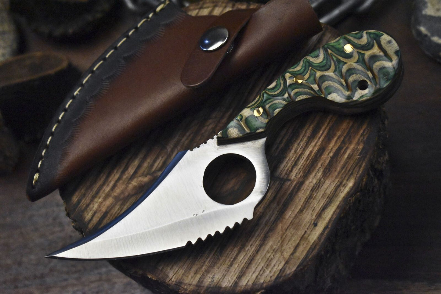 Handmade Skinner Knife AUS-8 Steel with Hardwood Handle – Survival & Outdoor Gift