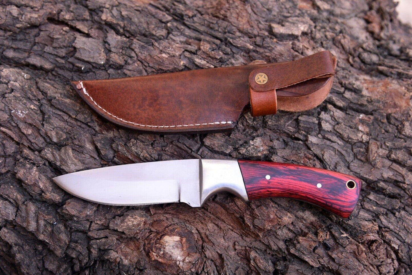 Handmade Skinner Knife – Stainless Steel Survival & Camping Blade with Wooden Handle and Cover