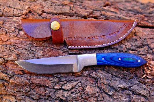 Handmade Stainless Steel Skinner Knife – Survival & Camping Bushcraft Blade with Leather Cover
