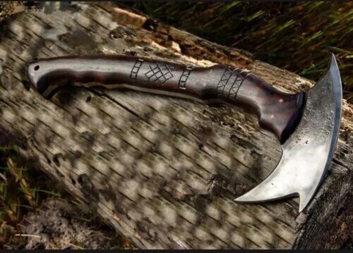 Handmade Steel Axe Viking Axe High Carbon Steel Combat Axe With Leather Sheath