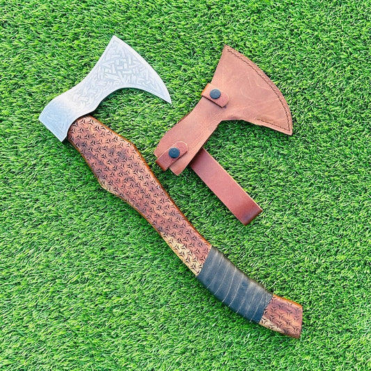 Handmade Steel Axe Viking Tomahawk Axe High Carbon Steel Throwing Hatchet W/Sheath