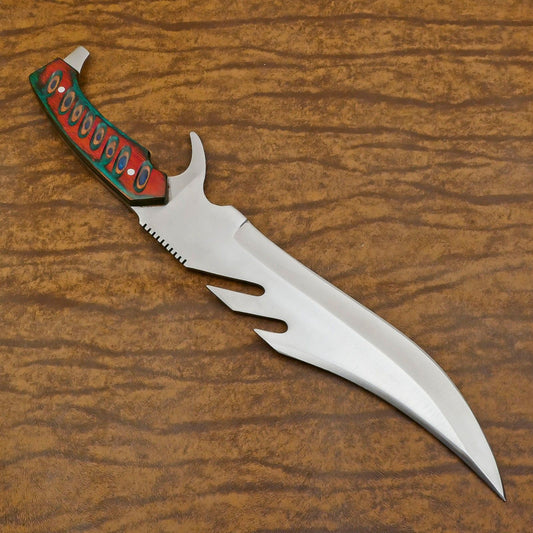 Handmade 12 Inch D2 Steel Full Tang Bowie Hunting Knife – Pakka Wood Handle