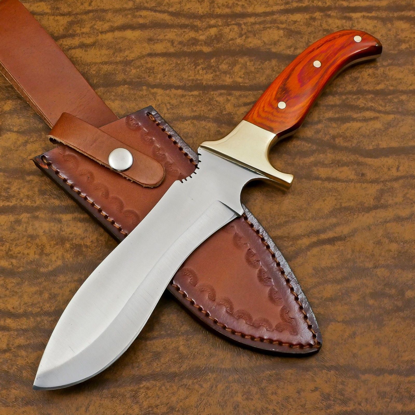 Handmade D2 Steel Full Tang Bowie Knife | 12" Hunting & Camping Blade