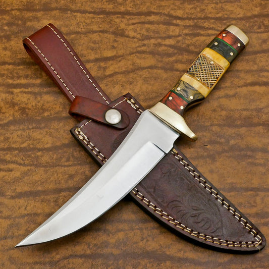 Handmade D2 Steel Full Tang Bowie Knife – Hunting & Camping Survival Blade