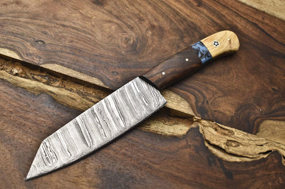 Handmade Twist Damascus Chef Knife With Hardwood Handle Best Damascus Chef Knife