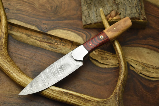 Handmade Twist Damascus Chef Knife with Pakka Wood Handle – Hunting & Kitchen Use