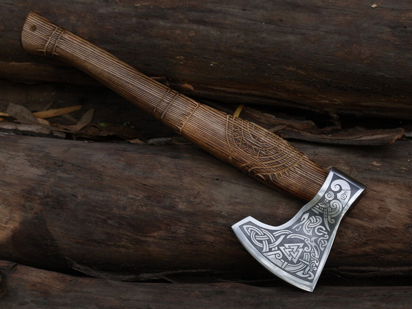 Handmade Viking Axe 21 Inch Carbon Steel Axe for Sale with Ash Wood Handle & Sheath