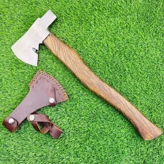 Handmade Viking Hammer Axe Bearded Axe with Ashwood Handle & Leather Sheath