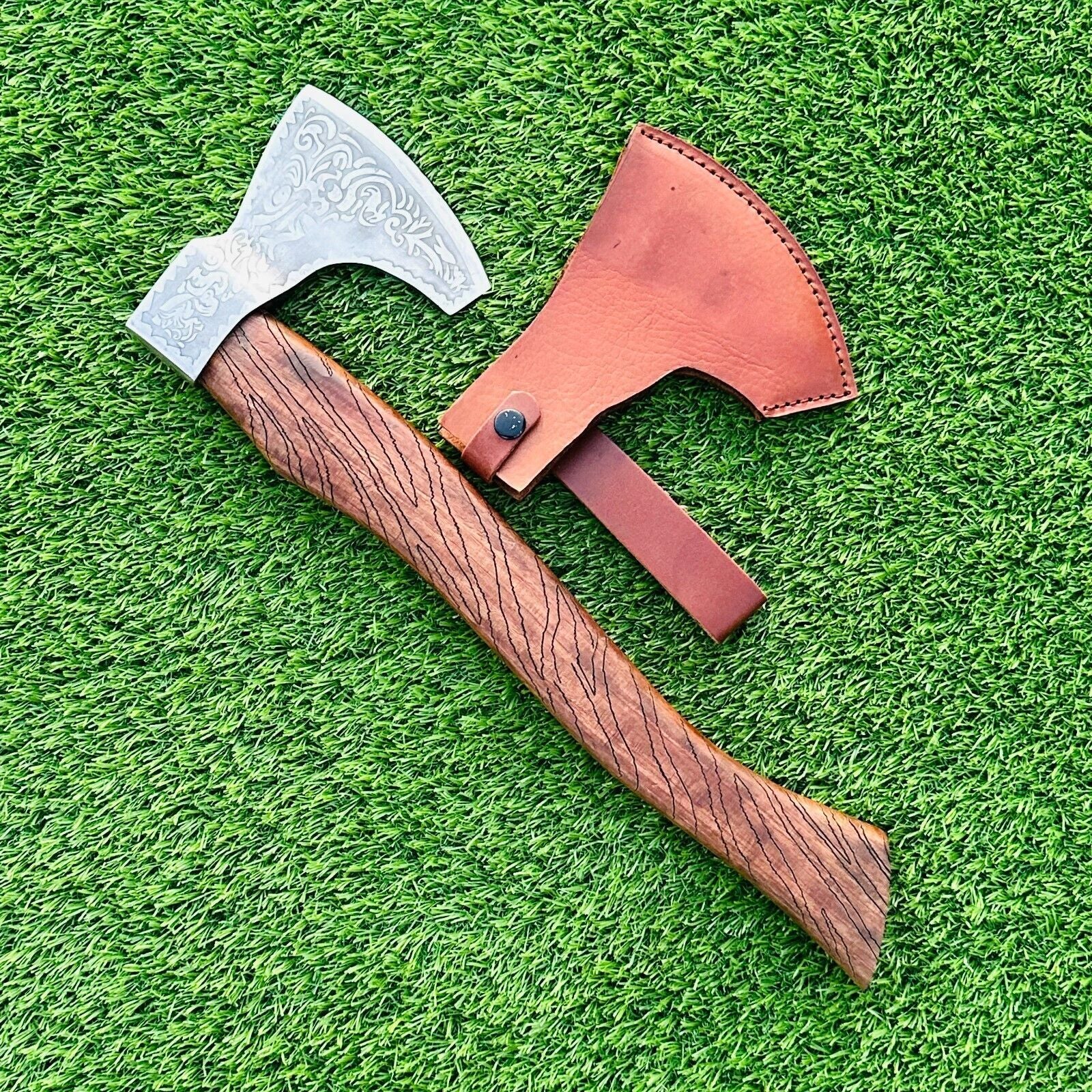 Handmade Viking Tomahawk Axe High Carbon Steel Throwing Hatchet With Leather Sheath
