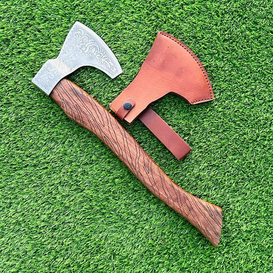 Handmade Viking Tomahawk Axe High Carbon Steel Throwing Hatchet With Leather Sheath