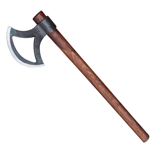 Heartless Viking Medieval Battle Axe Carbon Steel Center Cutout with Sheesham Heartwood Handle
