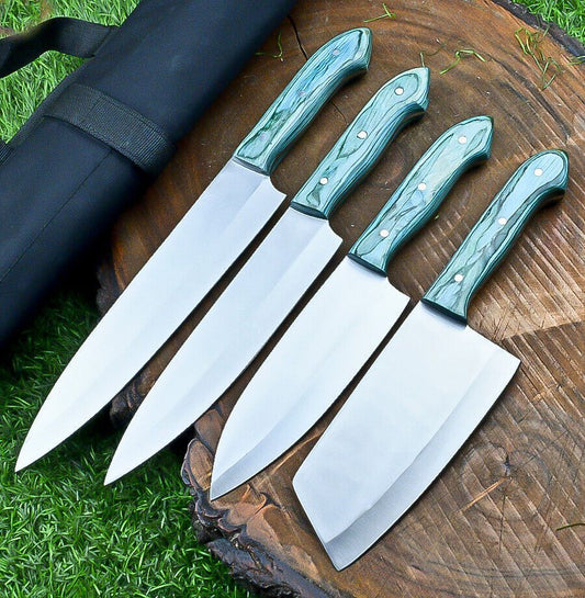 Heritage Forge 4-Piece Handmade J2 Steel Chef Knife Set