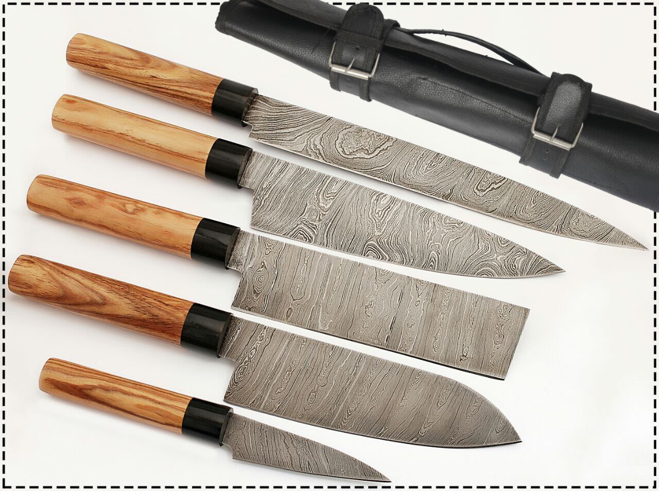 Heritage Forge 5-Pc Damascus Kitchen Knife Set with Case 