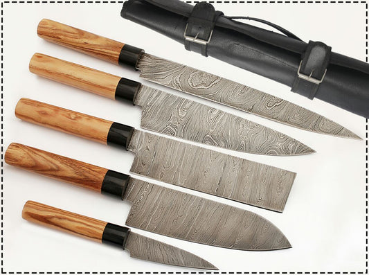 Heritage Forge 5-Pc Damascus Kitchen Knife Set with Case 