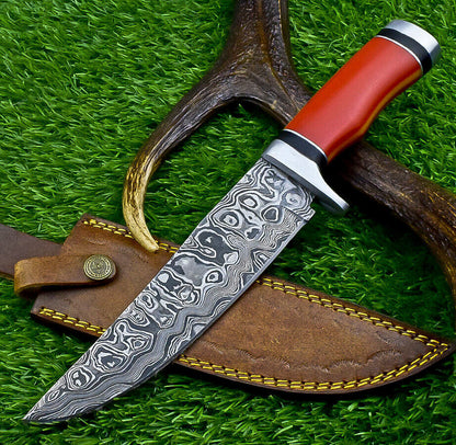 Heritage Forge 12 Inch Damascus Steel Camping Knife with Resin Handle
