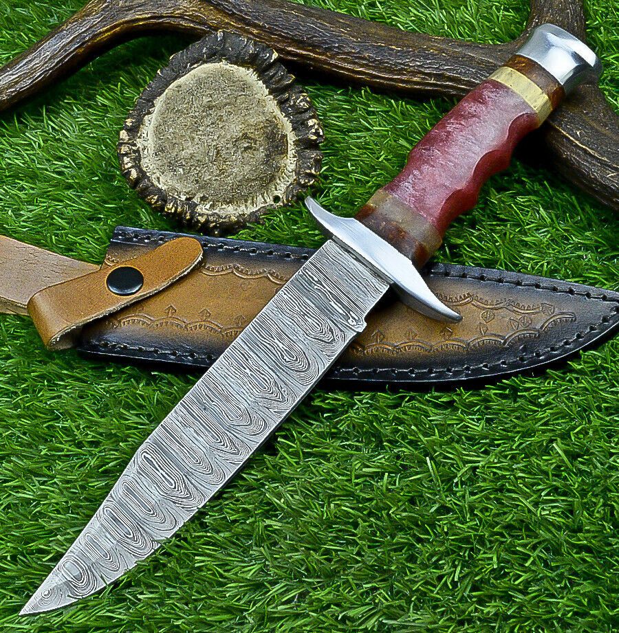 Heritage Forge 12 Inch Resin Handle Damascus Bowie Knife for Camping and Hunting