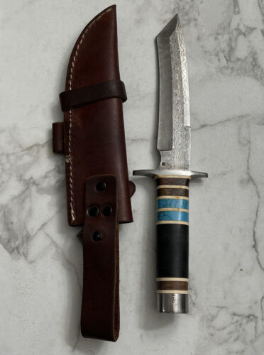 Heritage Forge 13 Inch Handmade Damascus Steel Bowie Knife Wood Handle