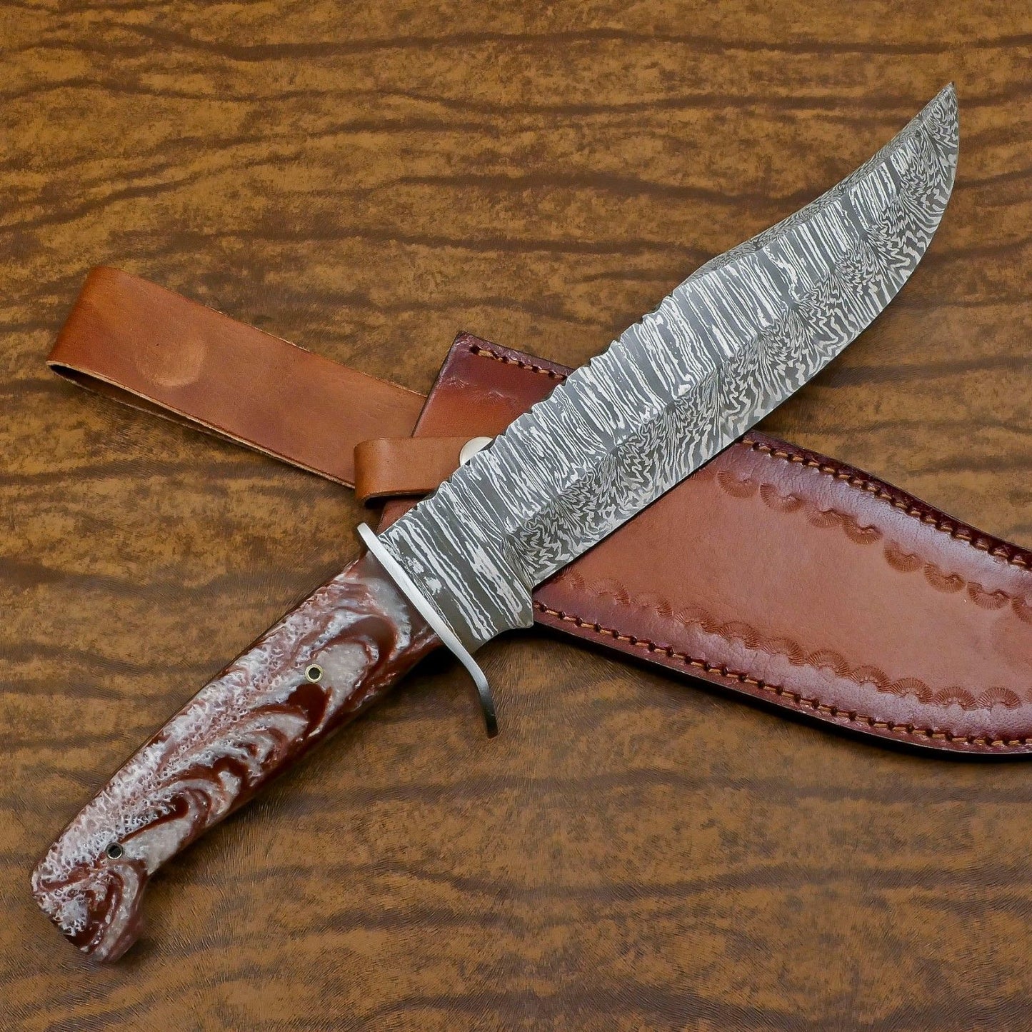 Heritage Forge Custom Forged Damascus Steel Bowie Knife with Resin Handle GB-614