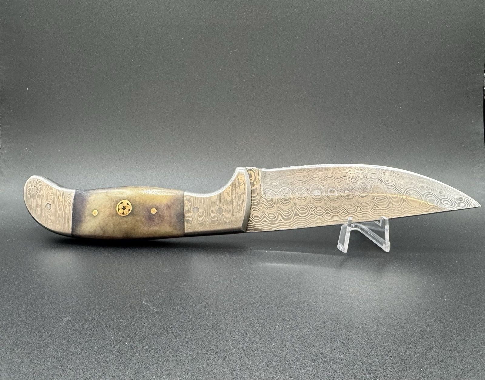 Heritage Forge Damascus Steel Bowie Hunting Knife with Custom Sheath – 9" Overall, 4.5" Blade