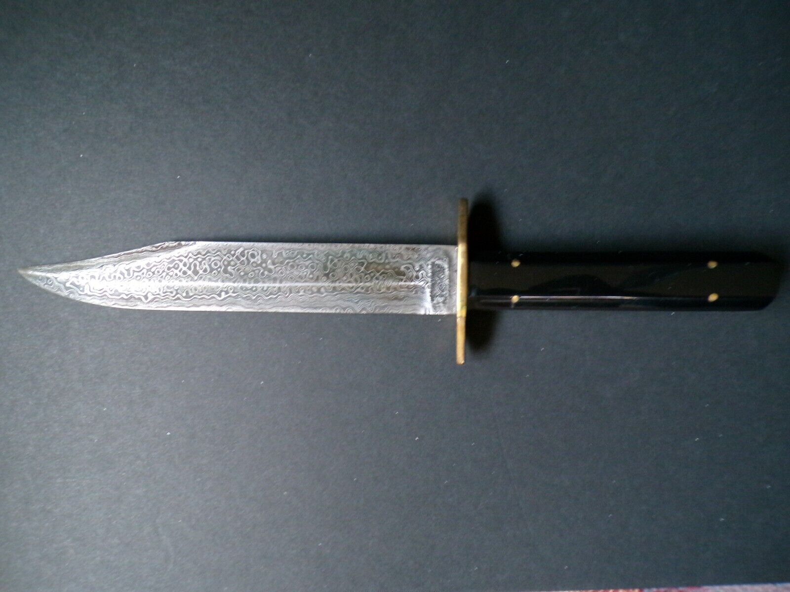 Heritage Forge Damascus Steel Bowie Knife with Antique Style Wood Handle and Leather Sheath 11.5 Inch