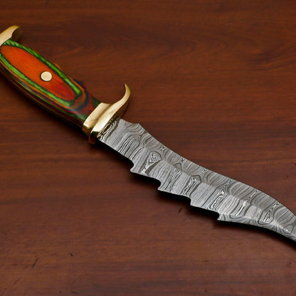 Heritage Forge Handmade D2 Steel Bowie Hunting Knife with Pakka Wood Handle and Brass Guard
