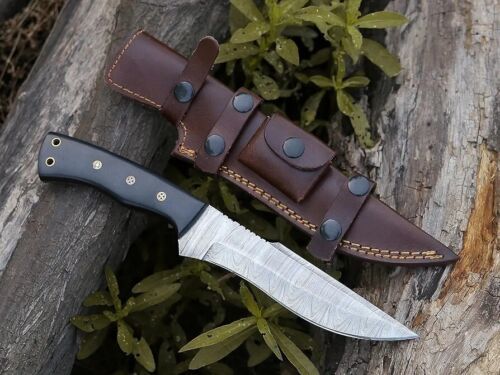 Heritage Forge Handmade Damascus Steel Bowie Knife with Micarta Handle and Sheath