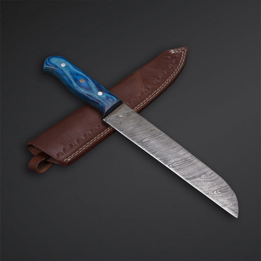 Heritage Forge Handmade Damascus Steel Full Tang Bowie Hunting Knife with Walnut Wood Handle


