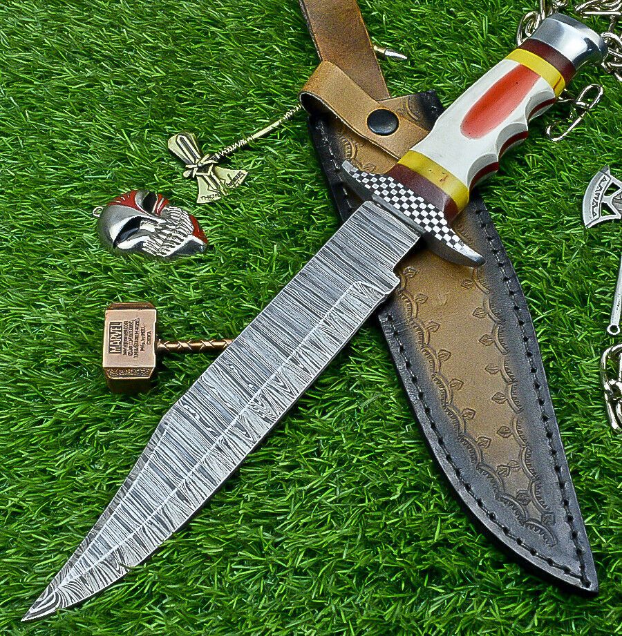 Heritage Forge Shadowfang Damascus Steel Bowie Knife with Resin Handle