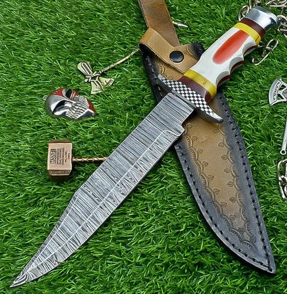 Heritage Forge Shadowfang Damascus Steel Bowie Knife with Resin Handle